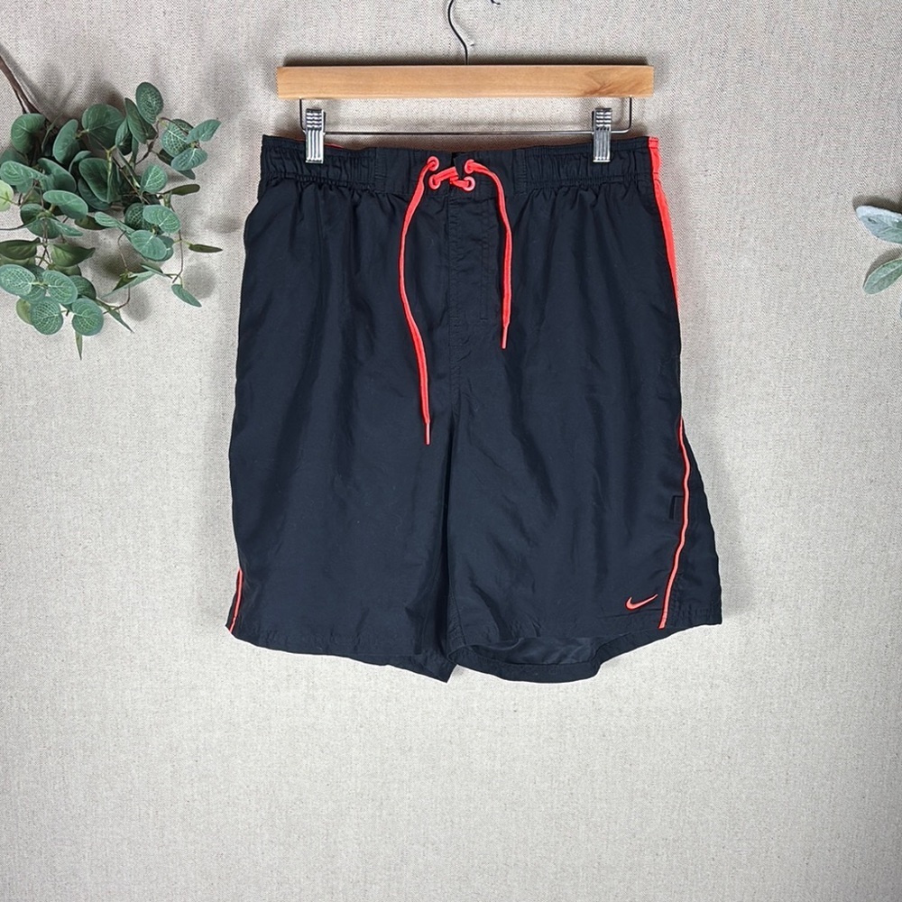Nike > Men’s Black and Orange Swim Trunks Large